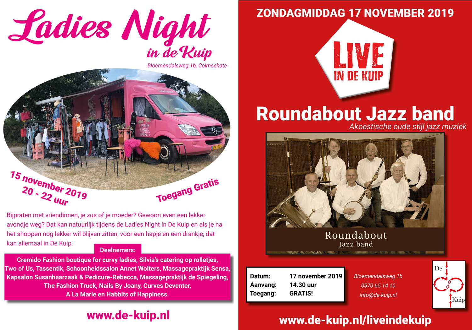Persbericht Ladies Night & Live in De Kuip Round About Jazzband - posters