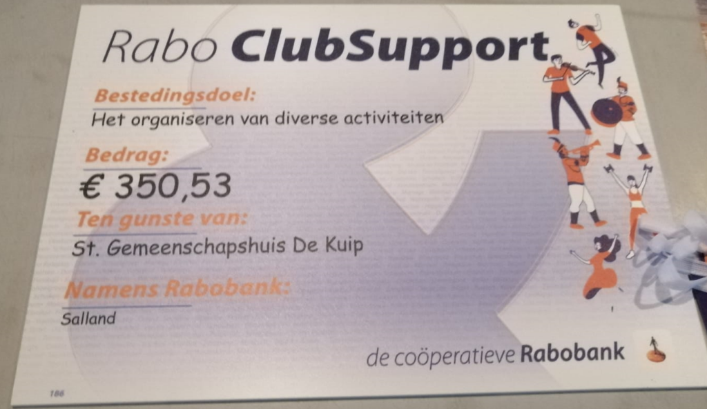 Cheque Rabo ClubSupport 2021