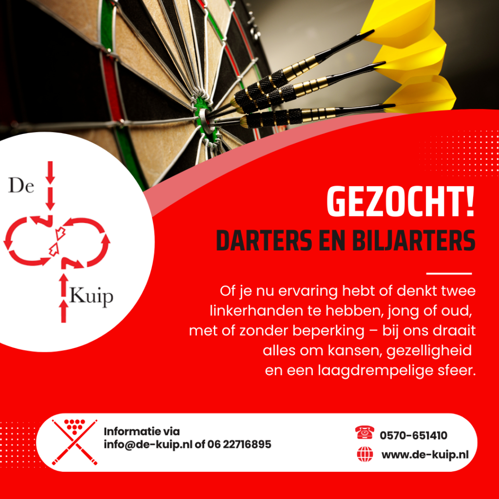 Banner Darters en Biljarters gezocht 2025